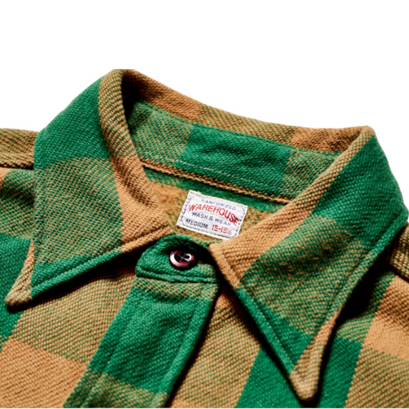 ウエアハウス Lot 3104 フランネルシャツ A柄 ネルシャツ ワンウォッュシュ