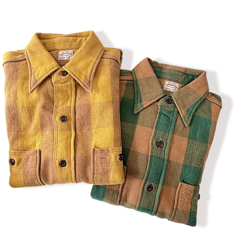 ウエアハウス Lot 3104 フランネルシャツ A柄 ネルシャツ ワンウォッュシュ