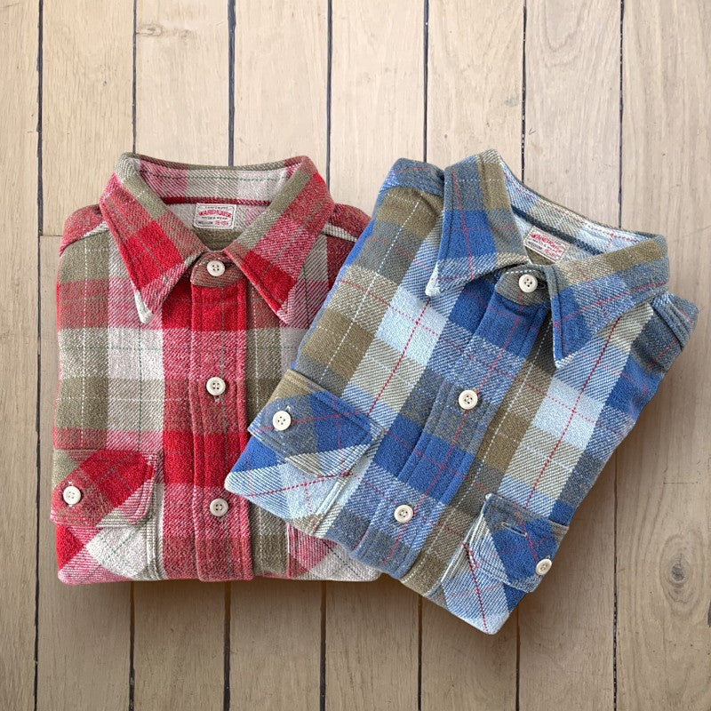 【WAREHOUSE】 ウエアハウス Lot 3104  E柄 ONE WASH ネルシャツ フランネルシャツ