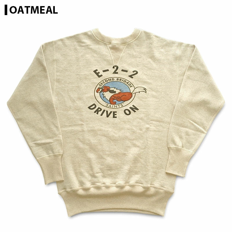 【WAREHOUSE】 ウエアハウス Lot 401 DRIVE ON 両V セットイン スウェット 多色プリント トレーナー  裏起毛 長袖 オートミール アメカジ