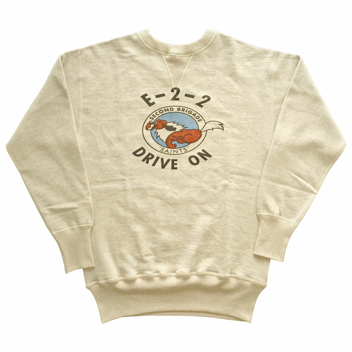 【WAREHOUSE】 ウエアハウス Lot 401 DRIVE ON 両V セットイン スウェット 多色プリント トレーナー  裏起毛 長袖 オートミール アメカジ