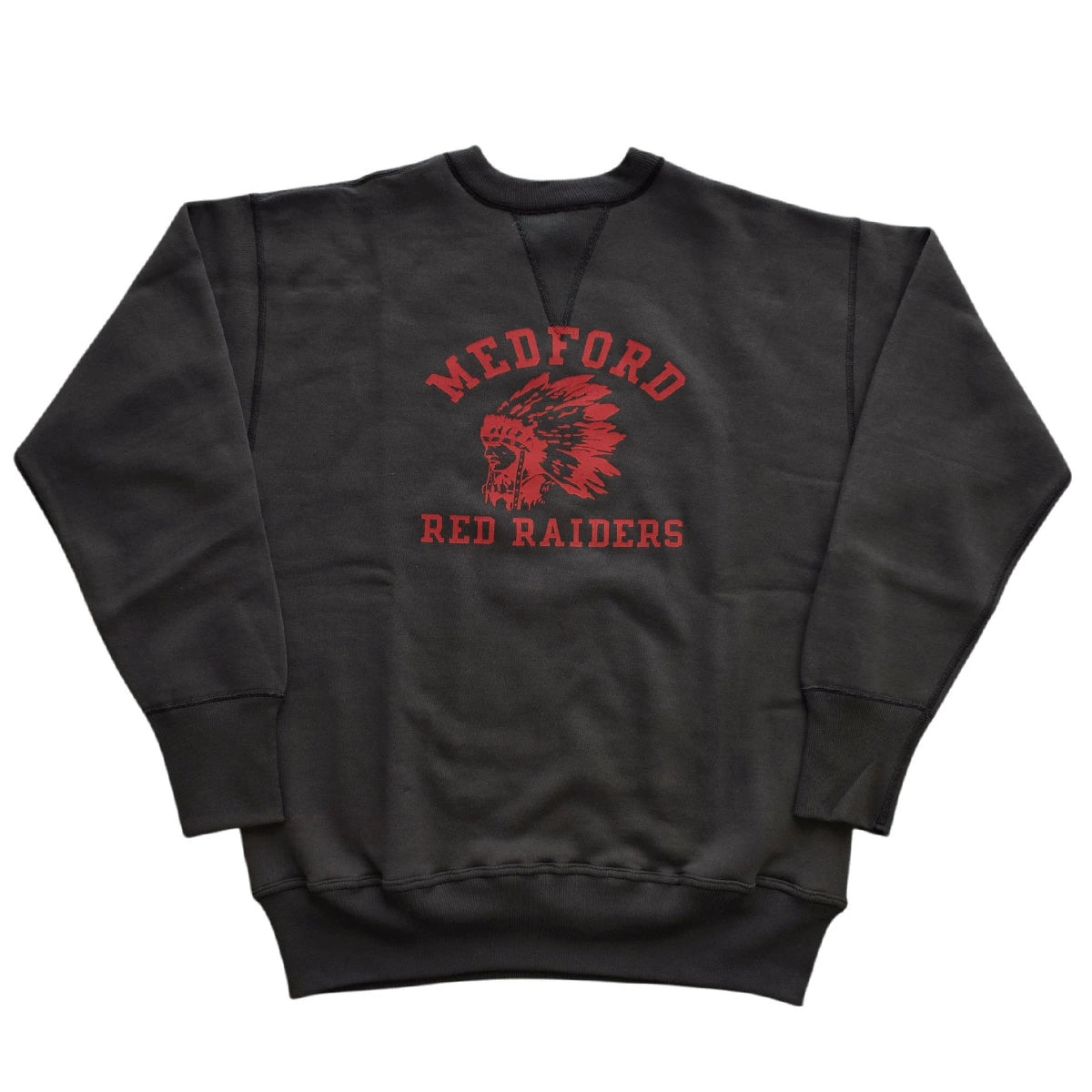 【WAREHOUSE】 ウエアハウス Lot 401 MEDFORD 両V セットイン スウェット ひび割れプリント  裏起毛 長袖 ネイビー ブラック ナスコン スミクロ