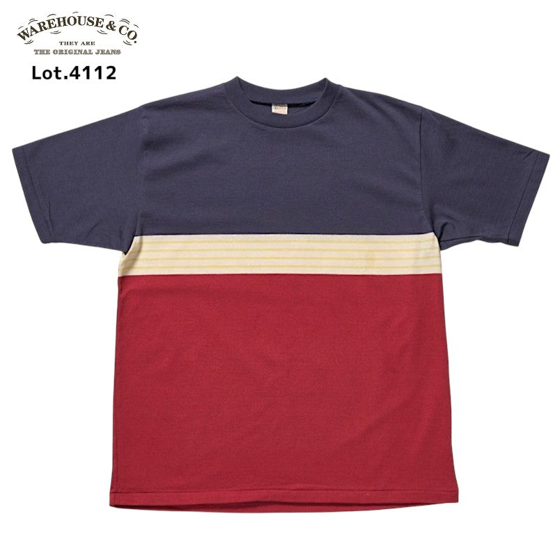 WAREHOUSE ウエアハウス Lot 4112 パネルボーダーTシャツ A柄 半袖 Tシャツ