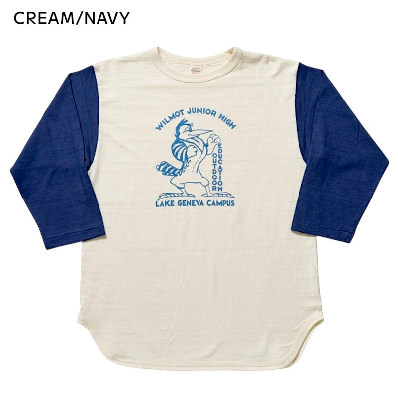 WAREHOUSE Lot 4800 7分袖 ベースボールTシャツ WILMOT JUNIOR HIGH