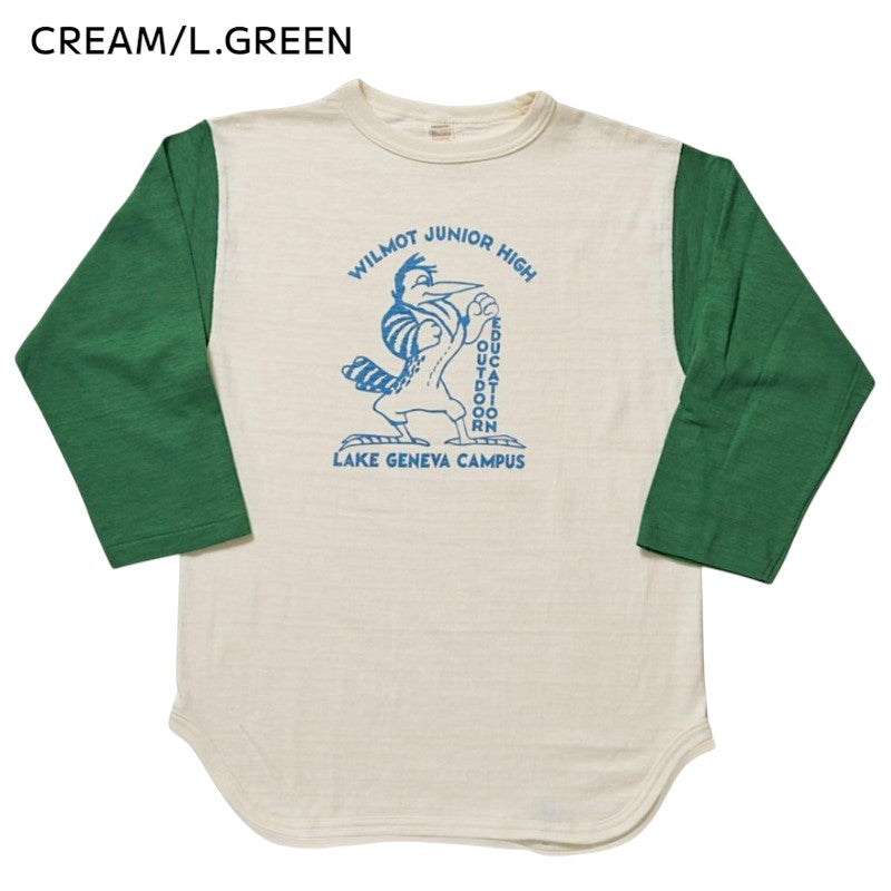 WAREHOUSE Lot 4800 7分袖 ベースボールTシャツ WILMOT JUNIOR HIGH