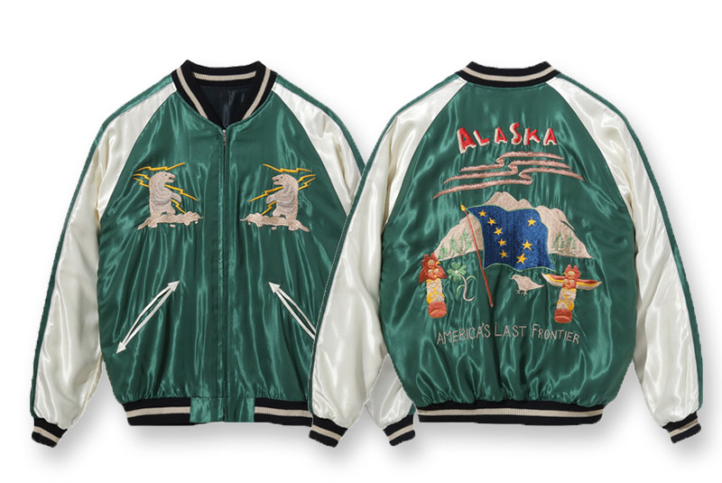 TAILOR TOYO 】テーラー東洋 スーベニアジャケット スカジャン Lot No. TT15173-145 / Late 1950s Style  Acetate Souvenir Jacket “ALASKAN FLAG” × “ALASKAN HUSKY” – SamuraiCraft