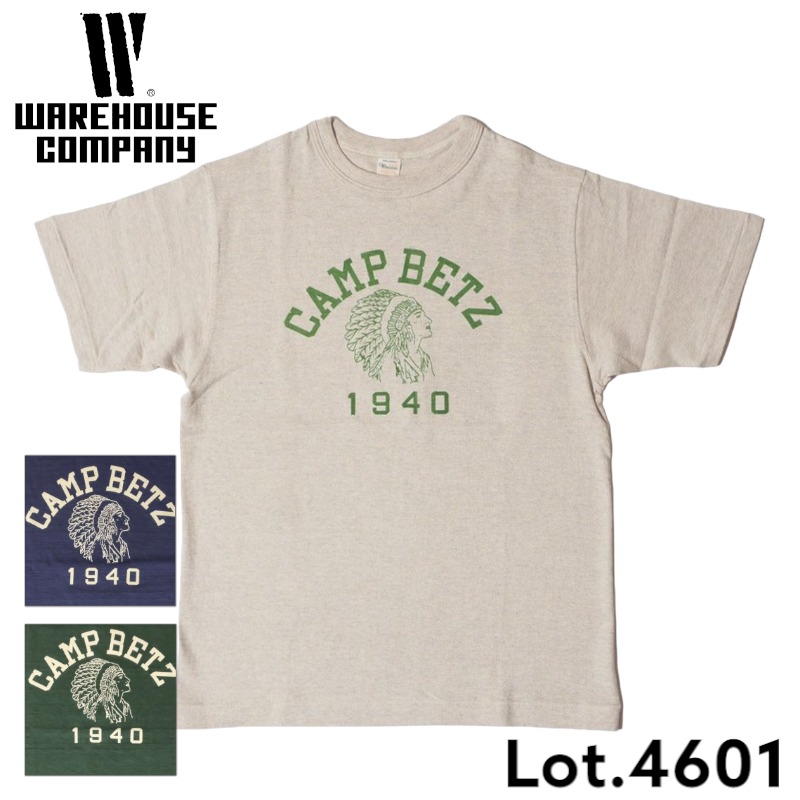 【WAREHOUSE】 ウエアハウス 4601 CAMP BETZ 半袖 Tシャツ